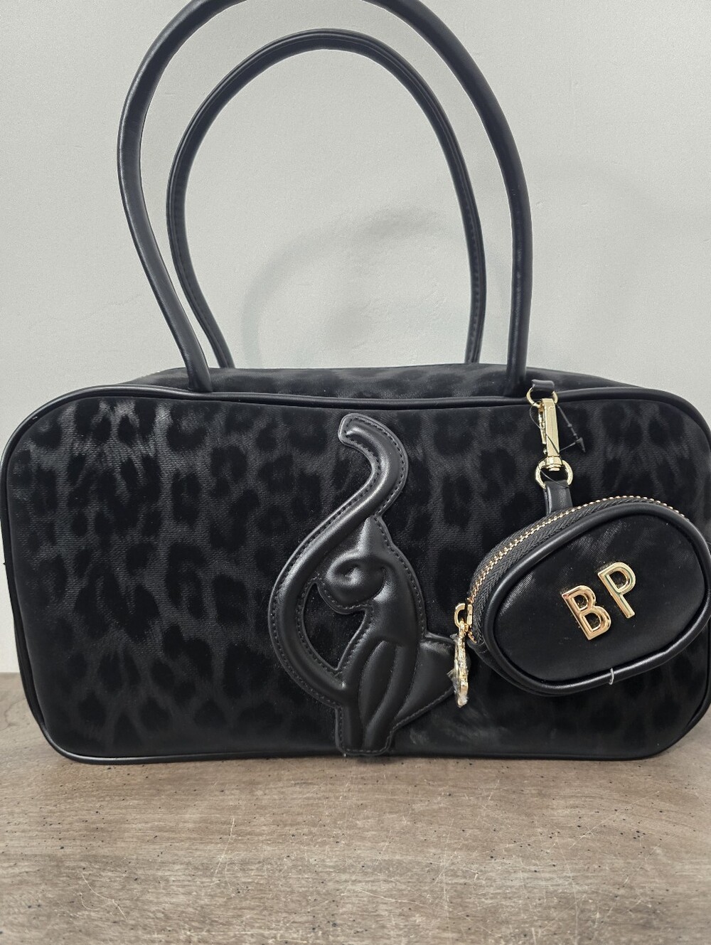 Baby Phat Black Leopard Print Satchel Handbag with Coin Purse Viral Tiktok